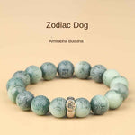 Imperial Green Bodhi Bracelet | Natural Carved Mantra & Zodiac Talisman