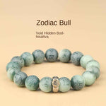 Imperial Green Bodhi Bracelet | Natural Carved Mantra & Zodiac Talisman