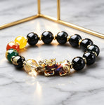 Black Pixiu Bracelet | Five Wealth Gods Obsidian Feng Shui Bracelet