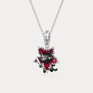 Wiaugem Black Cat Necklace | Halloween Jewelry for Cat Lovers &amp; Autumn