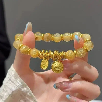 Natural Citrine Gemstone Bracelet | Yellow Crystal Beaded Jewelry