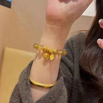 Natural Citrine Gemstone Bracelet | Yellow Crystal Beaded Jewelry