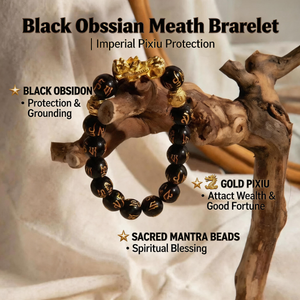 Black lava stone beaded bracelet with gold Pixiu centerpiece and round engraved beads