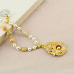 Diamond Gourd Pearl Necklace | Rotatable Chinese Style Pendant