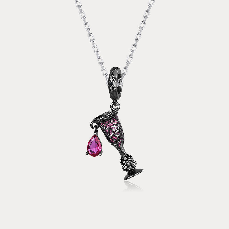 Wiaugem Wine Glass Necklace | Gothic Halloween Jewelry for Mystery &amp; Elegance